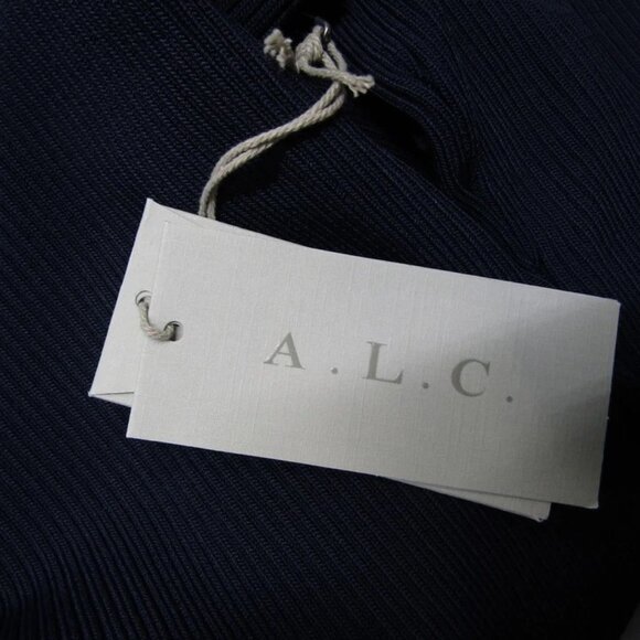 NEW A.L.C. Women's Stretch Ribbed Long Sleeve Mini Dress Navy Blue Size M - Picture 6 of 12